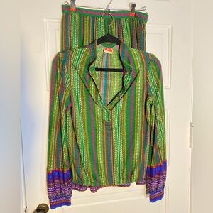 Vintage Miss O Oscar de La Renta Blouse Skirt Matching Set